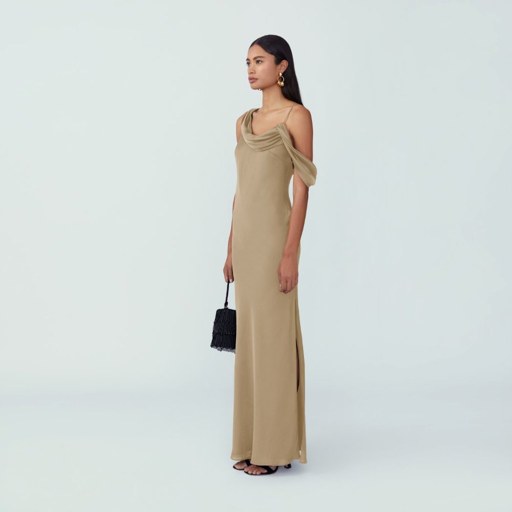 Fame and Partners Francois Dress in Dark Tan Size 0